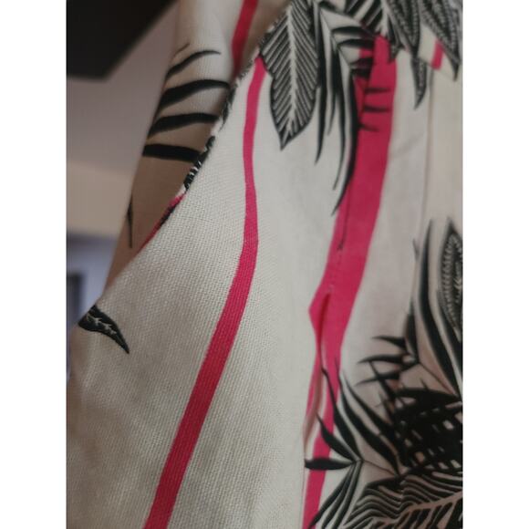 LIQUORISH Linen Cotton Pant sz 2 High Waist Wide Leg Boho Tropical Striped - Picture 6 of 9